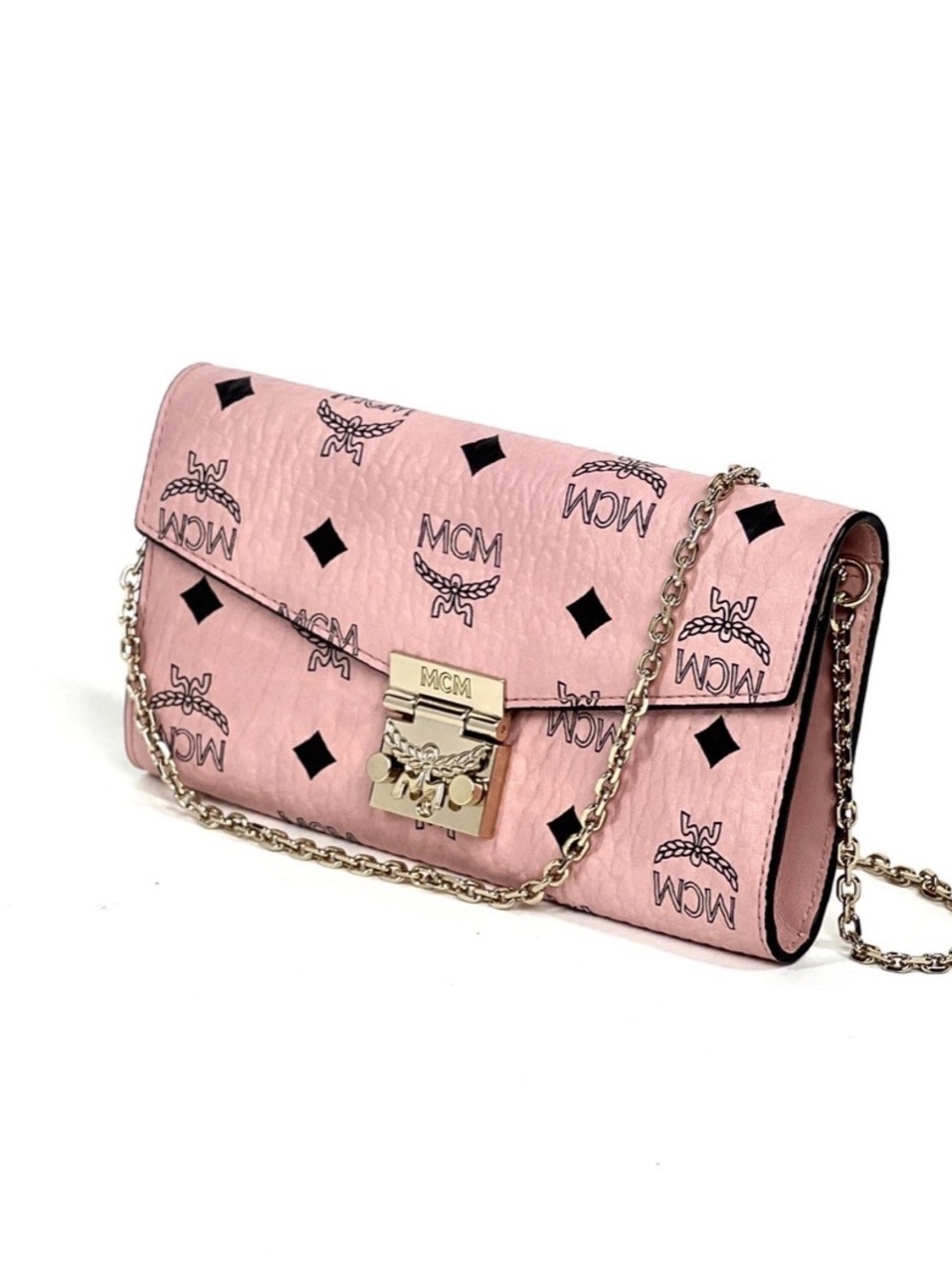 MCM Pink Logo Crossbody Bag with Gold Hardware authentic 100%